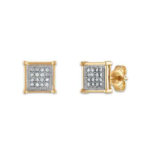 1/7 CTW Natural Diamond Cluster Stud Earrings in 10KT Yellow Gold