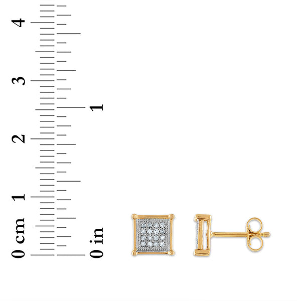 1/7 CTW Natural Diamond Cluster Stud Earrings in 10KT Yellow Gold