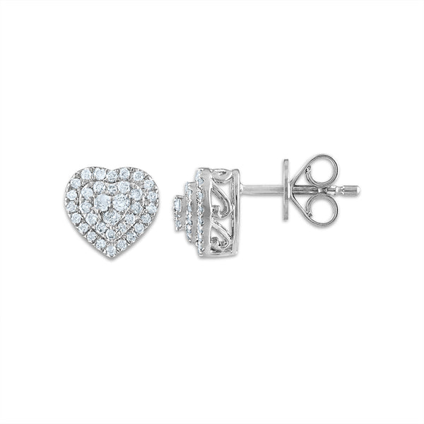 1/3 CTW Natural Diamond Heart Earrings in 10KT White Gold