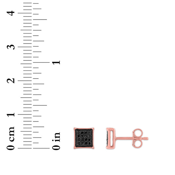 1/10 CTW Natural Diamond Cluster Stud Treated Black Earrings in 10KT Rose Gold
