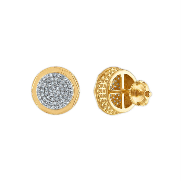 1/2 CTW Natural Diamond Fashion Stud Round Earrings in 10KT Yellow Gold