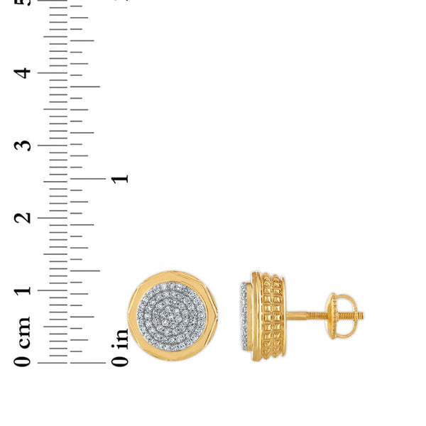 1/2 CTW Natural Diamond Fashion Stud Round Earrings in 10KT Yellow Gold
