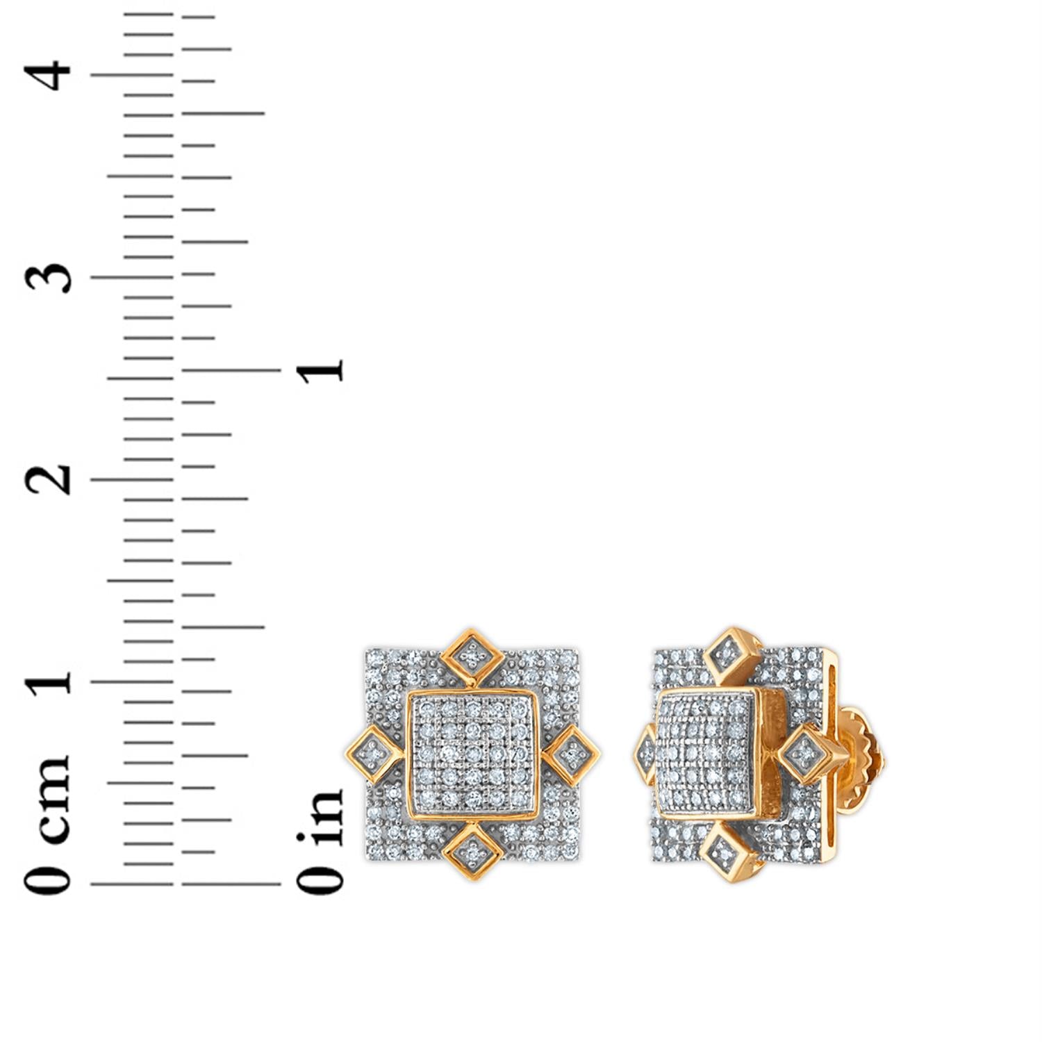 3/8 CTW Natural Diamond Cluster Fashion Stud Earrings in 10KT Yellow Gold