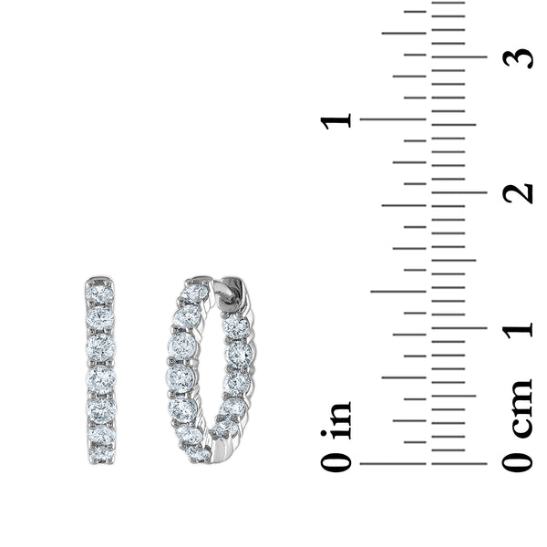 1 CTW Natural Diamond Hoop In & Out Earrings in 10KT White Gold