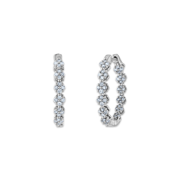 White Diamond Hoop Earrings in 10KT Gold