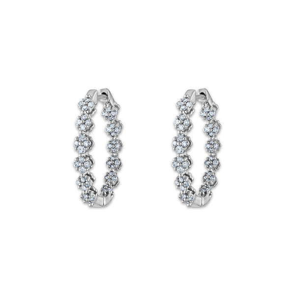 White Diamond Hoop Earrings in 10KT Gold