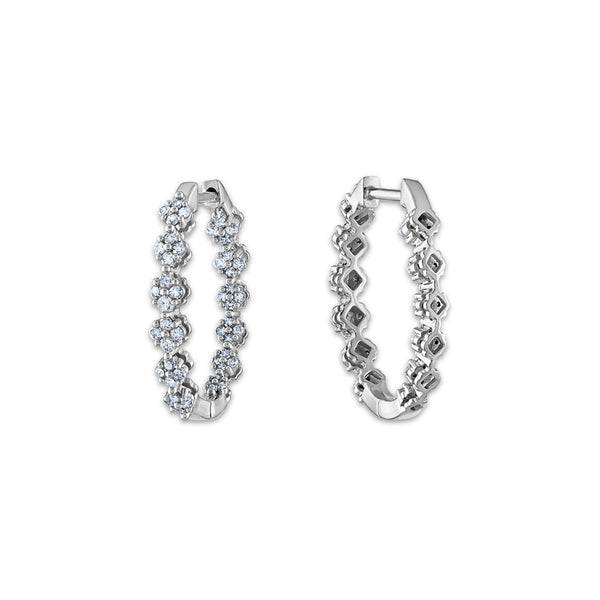 White Diamond Hoop Earrings in 10KT Gold
