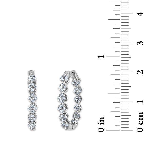 White Diamond Hoop Earrings in 10KT Gold