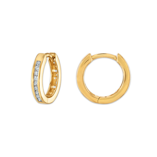 1/10 CTW Natural Diamond Huggie Earrings in 10KT Yellow Gold