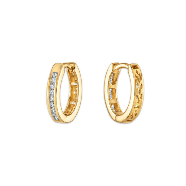 1/10 CTW Natural Diamond Huggie Earrings in 10KT Yellow Gold