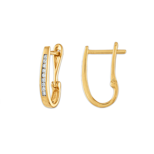 1/10 CTW Natural Diamond Hoop Earrings in 10KT Yellow Gold