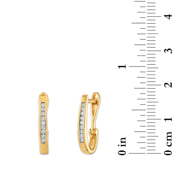 1/10 CTW Natural Diamond Hoop Earrings in 10KT Yellow Gold