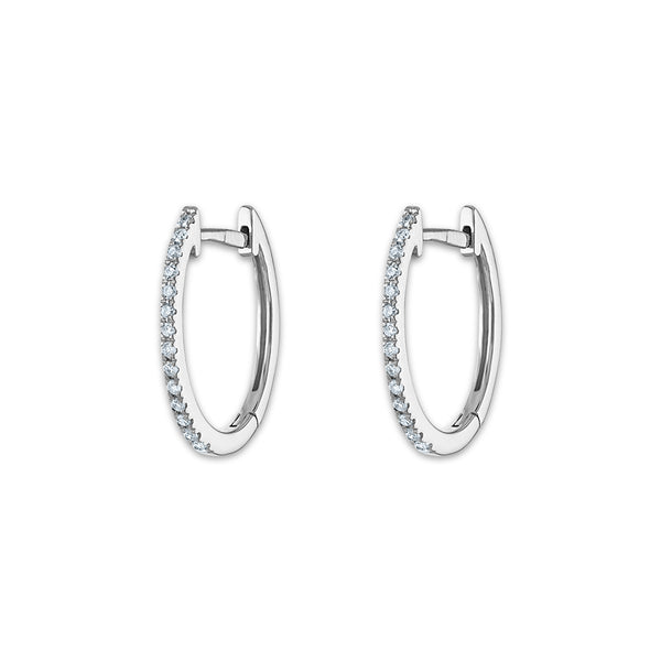 1/10 CTW Diamond Oval Hoop Earrings in 10KT White Gold