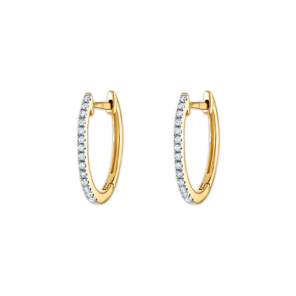 1/10 CTW Diamond Oval Hoop Earrings in 10KT Yellow Gold
