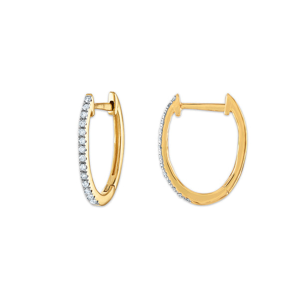 1/10 CTW Diamond Oval Hoop Earrings in 10KT Yellow Gold