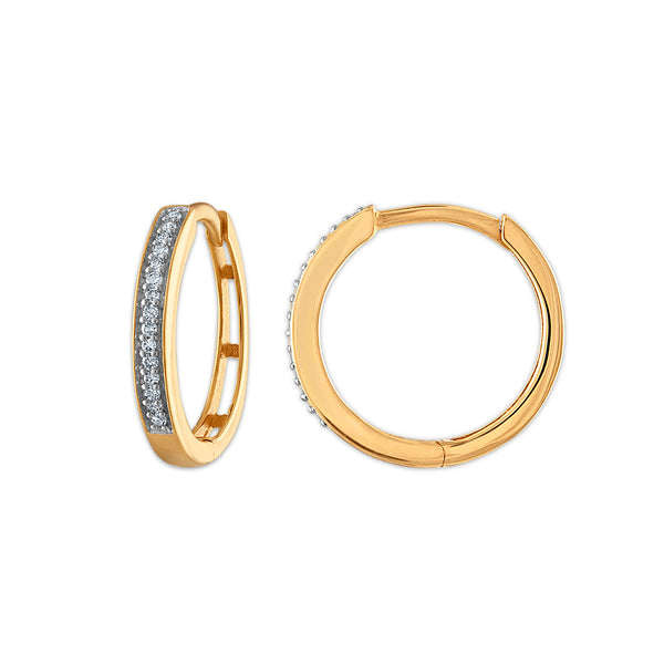 1/10 CTW Natural Diamond Hoop Earrings in 10KT Yellow Gold