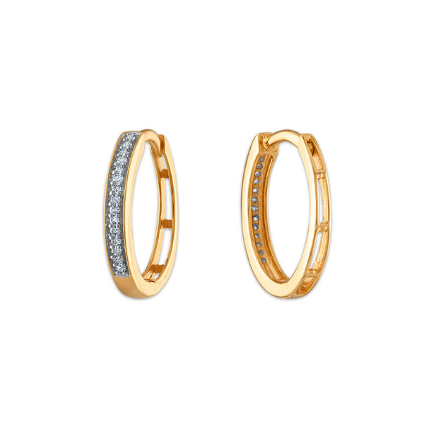 1/10 CTW Natural Diamond Hoop Earrings in 10KT Yellow Gold
