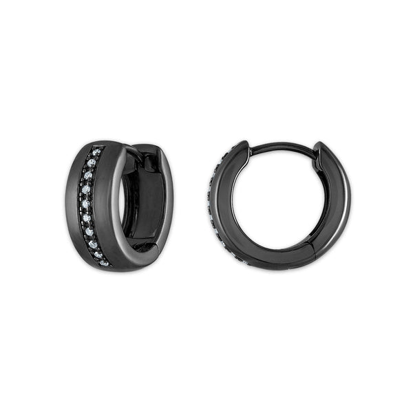 1/16 CTW Lab Grown Diamond Huggie Earrings in Black Ruthenium Plated Sterling Silver