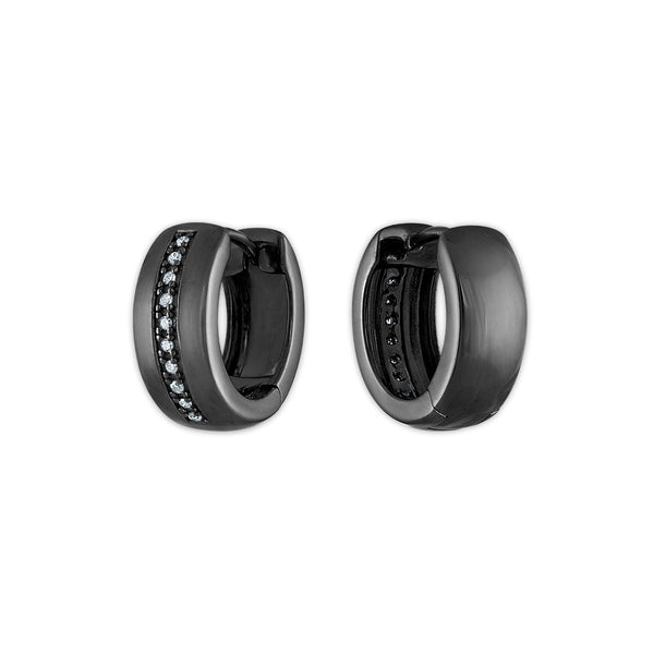 1/16 CTW Lab Grown Diamond Huggie Earrings in Black Ruthenium Plated Sterling Silver