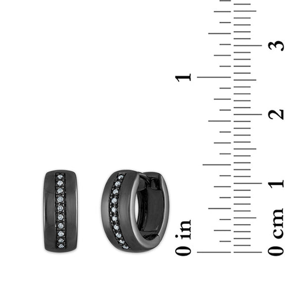 1/16 CTW Lab Grown Diamond Huggie Earrings in Black Ruthenium Plated Sterling Silver