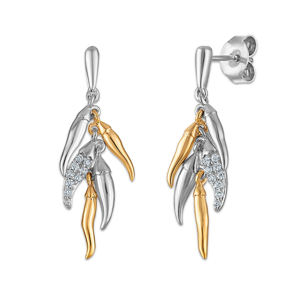 White Diamond Drop / Dangle Earrings in 925 Silver