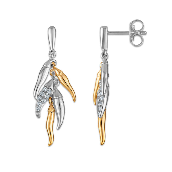 White Diamond Drop / Dangle Earrings in 925 Silver