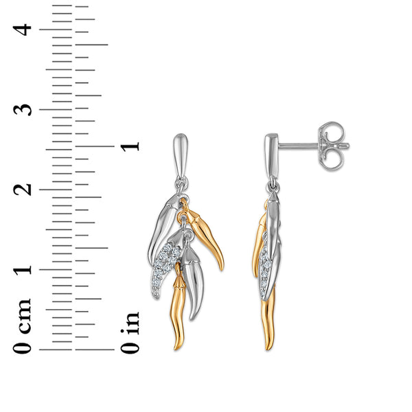 White Diamond Drop / Dangle Earrings in 925 Silver