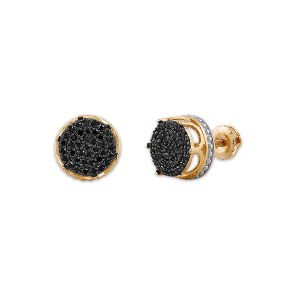 Titan Collection 10KT Yellow Gold 1/4 CTW Black Natural Diamond Earrings