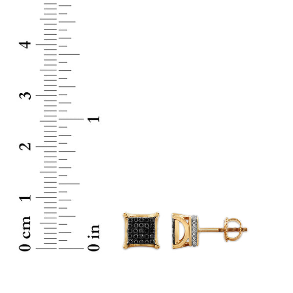 Titan by Adrian Gonzalez 10KT Yellow Gold 1/6 CTW Black Natural Diamond Square Cluster Earrings
