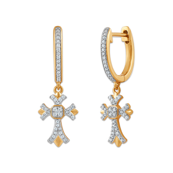 White Diamond Religious Earrings in 10KT Gold