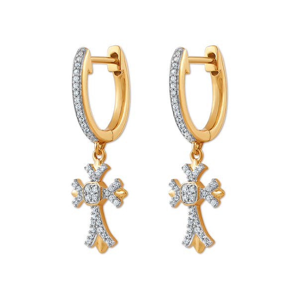 White Diamond Religious Earrings in 10KT Gold
