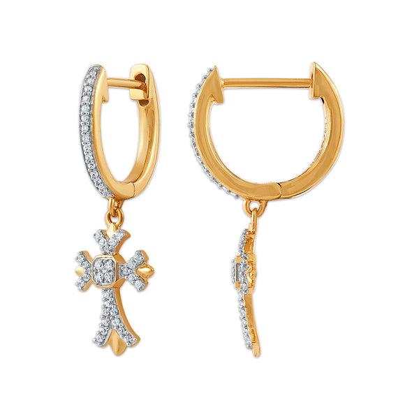 White Diamond Religious Earrings in 10KT Gold