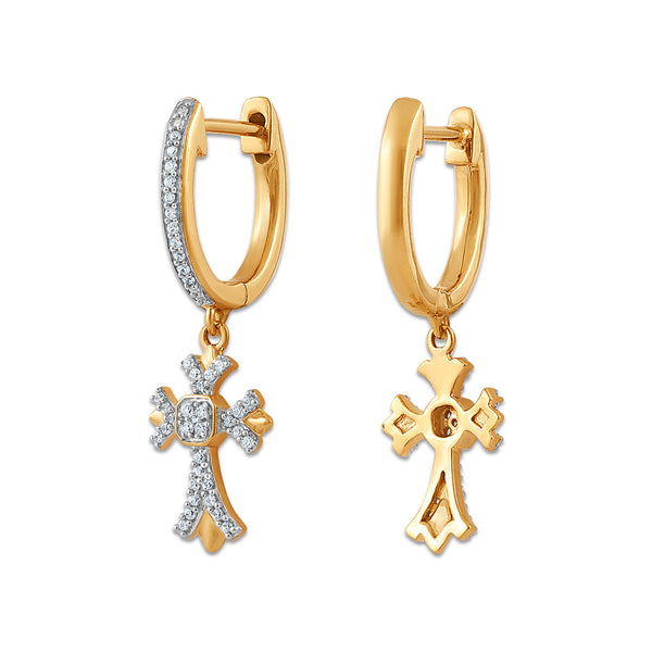 White Diamond Religious Earrings in 10KT Gold