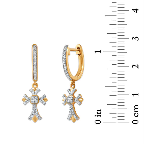 White Diamond Religious Earrings in 10KT Gold