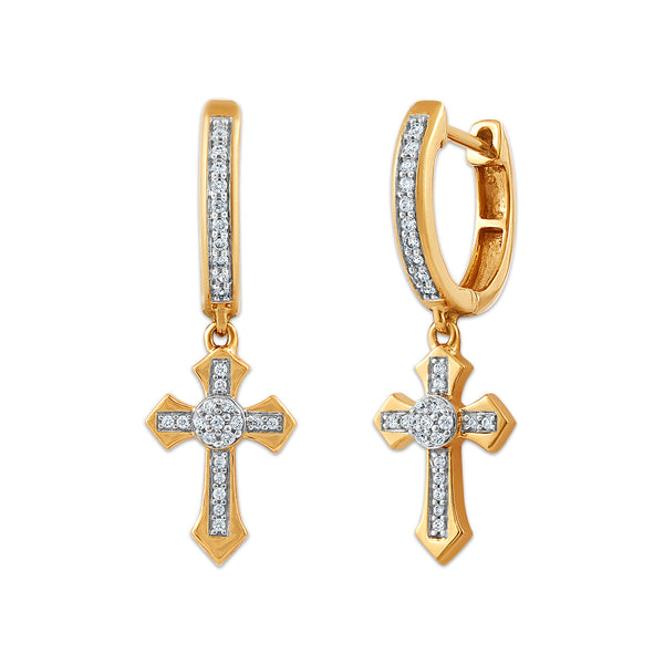White Diamond Religious Earrings in 10KT Gold