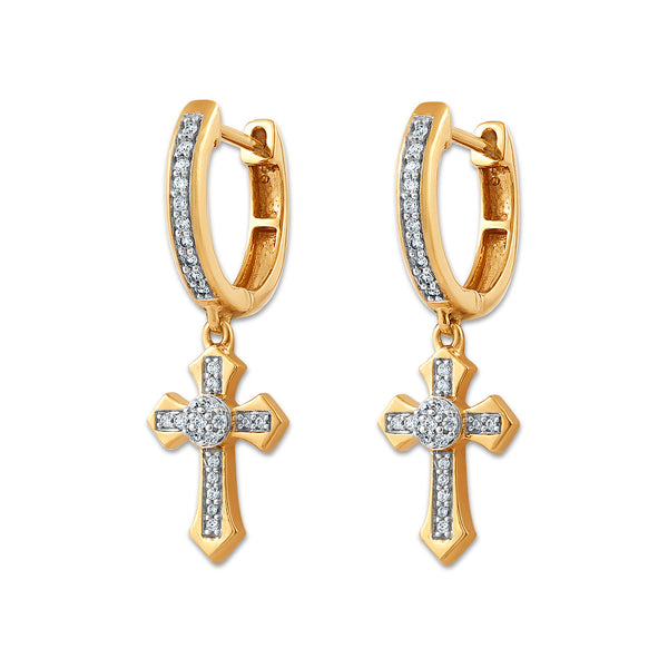 White Diamond Religious Earrings in 10KT Gold