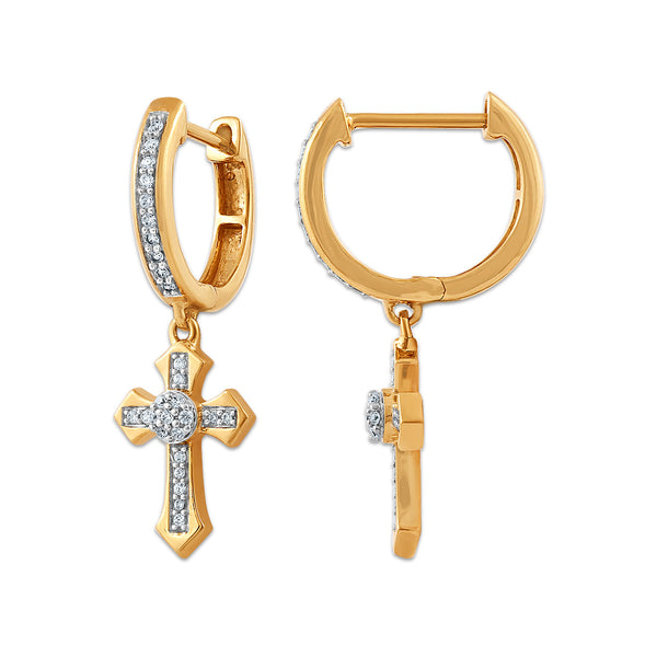 White Diamond Religious Earrings in 10KT Gold