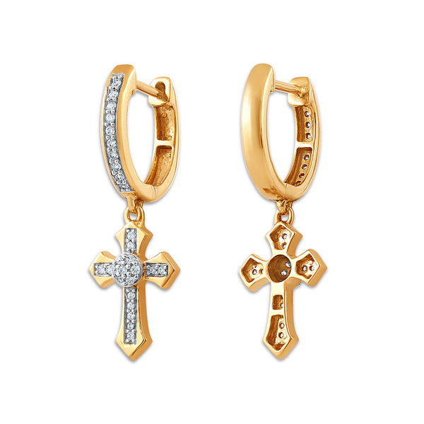 White Diamond Religious Earrings in 10KT Gold
