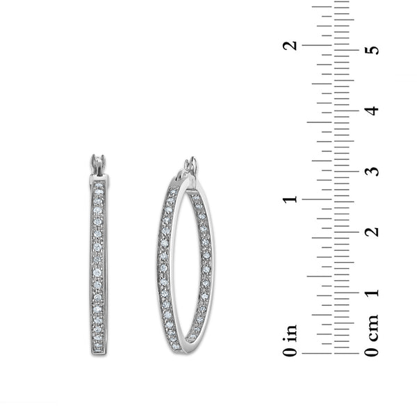 1/2 CTW Natural Diamond Hoop Earrings in Sterling Silver