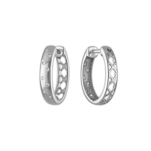 Natural Diamond Accent Hoop Earrings in Sterling Silver