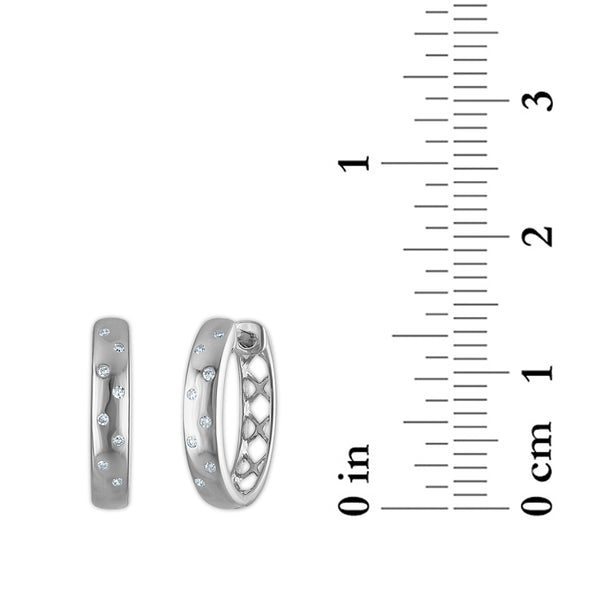 Natural Diamond Accent Hoop Earrings in Sterling Silver
