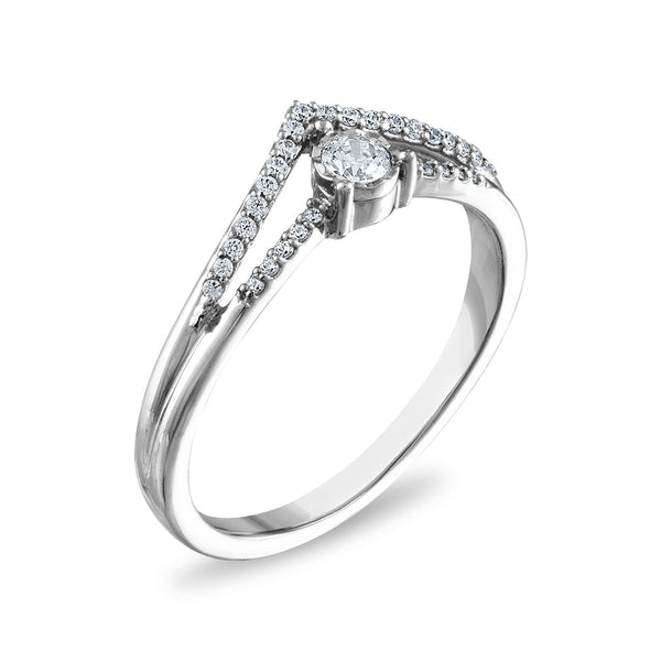 1/5 CTW Natural Diamond Tiara Crown Ring in 10KT White Gold