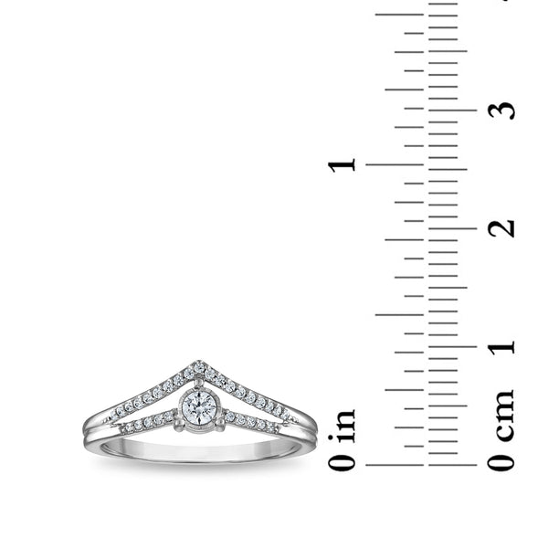 1/5 CTW Natural Diamond Tiara Crown Ring in 10KT White Gold