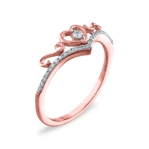 1/10 CTW Natural Diamond Heart Tiara Crown Ring in 10KT Rose Gold