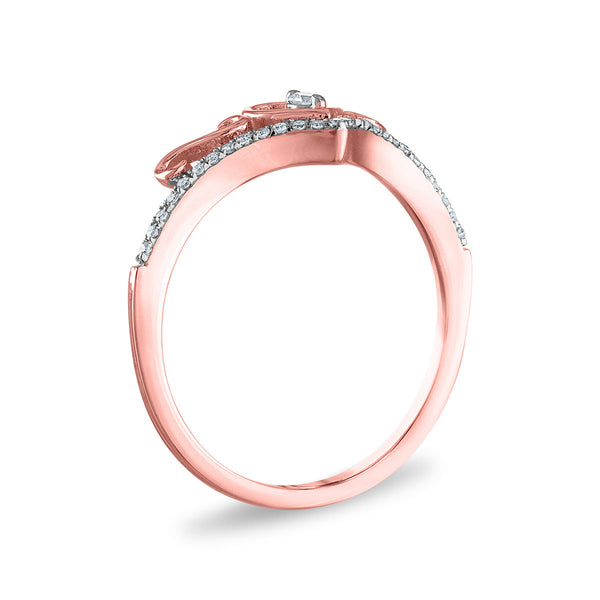 1/10 CTW Natural Diamond Heart Tiara Crown Ring in 10KT Rose Gold