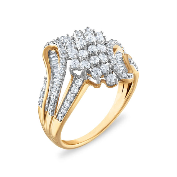 1 CTW Natural Diamond Cluster Ring in 10KT Yellow Gold