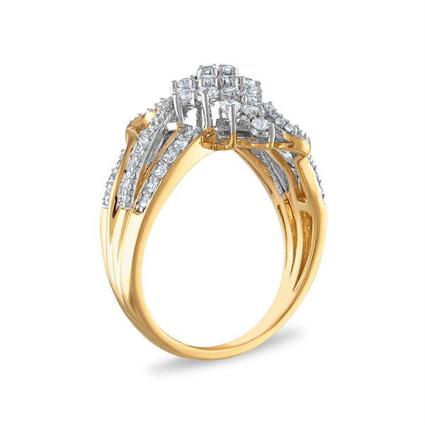 1 CTW Natural Diamond Cluster Ring in 10KT Yellow Gold