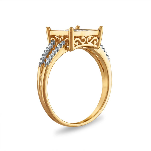 1/5 CTW Natural Diamond Cluster Ring in 10KT Yellow Gold