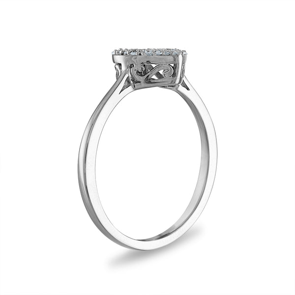 1/5 CTW Natural Diamond Heart Promise Ring in 10KT White Gold