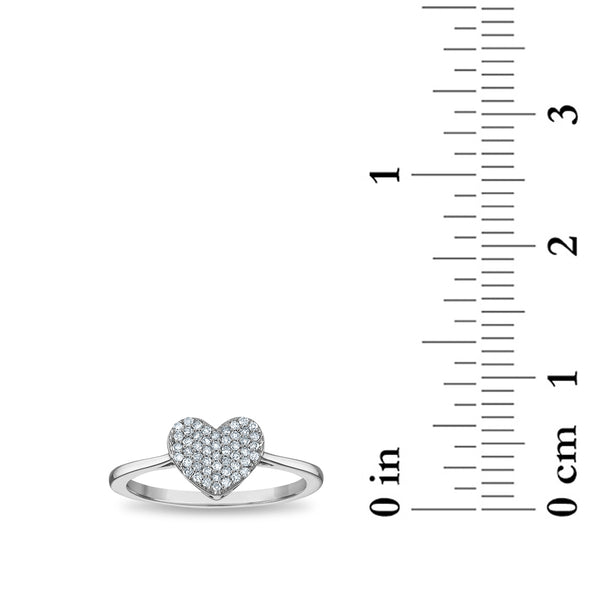 1/5 CTW Natural Diamond Heart Promise Ring in 10KT White Gold